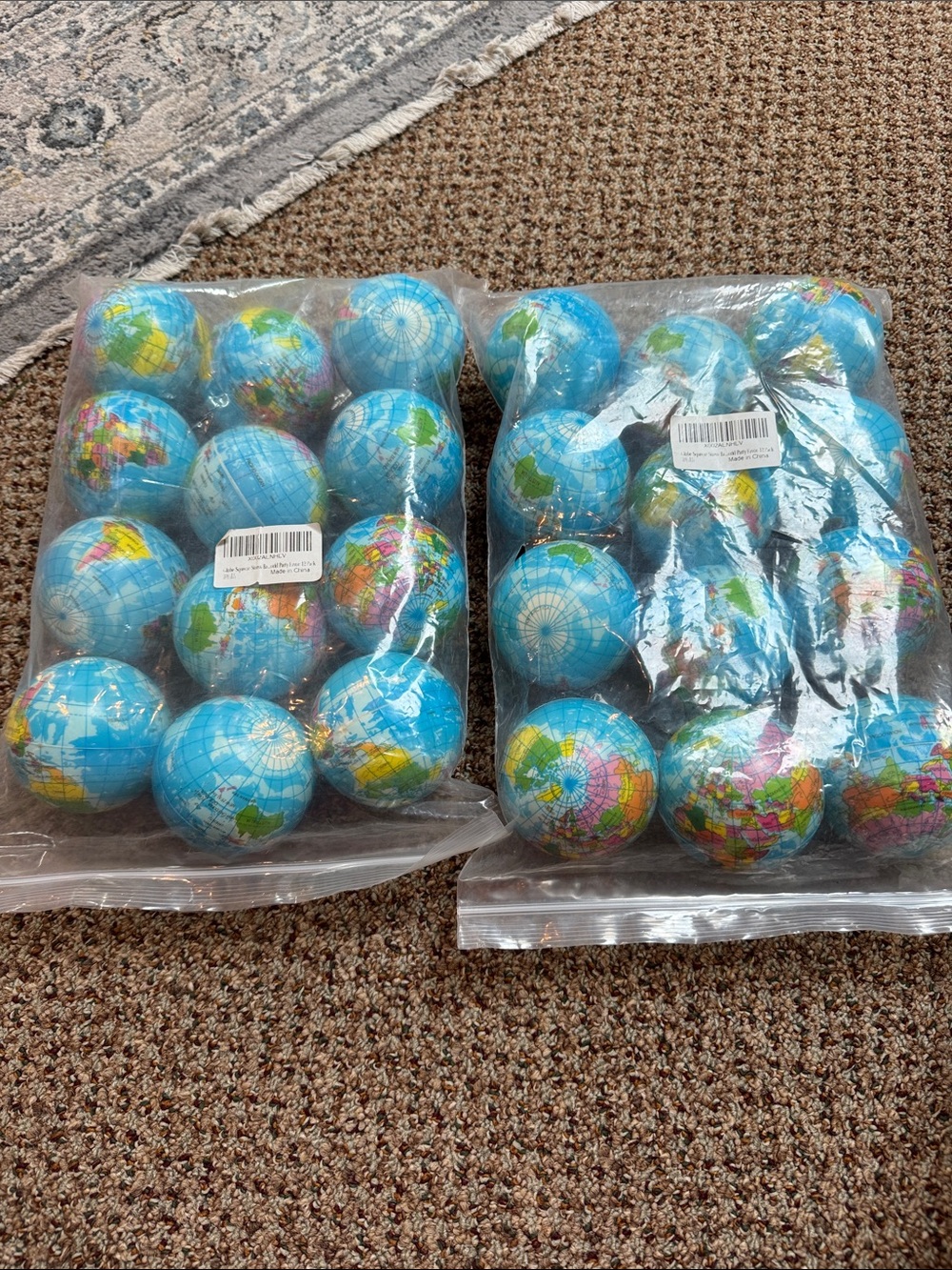 Set of Mini World Globe Stress Balls - Blue 24 balls